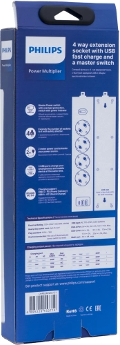 Сетевой фильтр Philips CHP8246WA/ 51 2м (4 розетки) белый (коробка) (CHP8246WA/51) фото 3